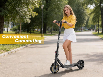 Electric Scooter, 350W Power Motor, Max 30 KM/H & 20-30 KM Range, 8.5" Solid Tire, Foldable Commuting E-Scooter for Adults & Teens with Dual Brake, Max Load 120KG