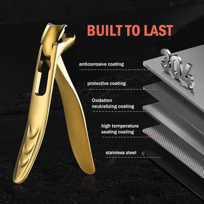 BEZOX Angled Head Nail Clippers for Seniors - Ergonomic Toenail Clipper for Thick Nails, Premium Steel Nail Cutter Trimmer with Catcher for Men and Women - Black