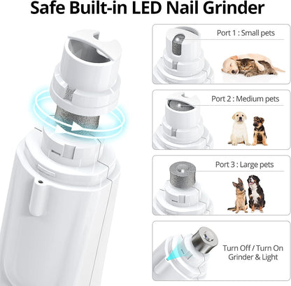VOLUEX Dog Nail Grinder, Upgraded 2-in-1 Dog Nail Clippers Electric Pet Nail Trimmer with LED Light, Professional Safe Paws Grooming & Smoothing for Large, Medium, Small Dogs & Cats