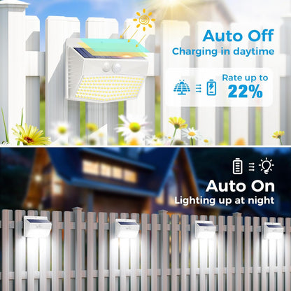 Solar Lights Outdoor, [ 8 Pack/138LED ] Solar Motion Sensor Light Outdoor with 3 Lighting Modes Wireless Waterproof Solar Wall Lights Solar Security Lights for Fence Yard Garden Deck Garage