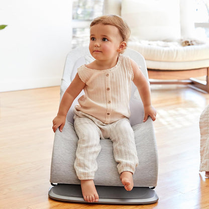 Ergobaby Evolve 3-in-1 Bouncer Seat for Babies and Toddlers 5.5-25 lbs Multi Position Baby Bouncer Seat with Adjustable Heights, Secure Harness, Newborn Insert, Light Grey