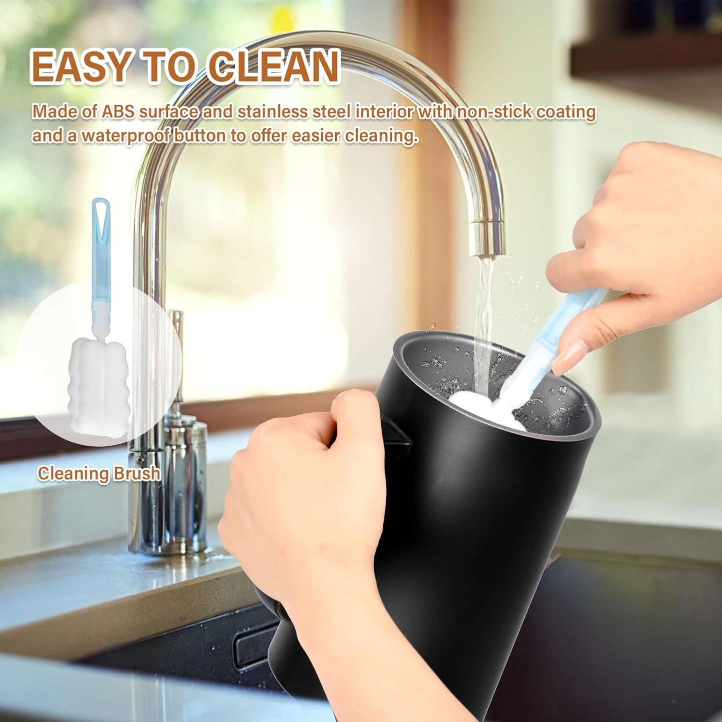 BEAUGIREW 4 in 1 Milk Frother Electric Milk Frother and Steamer with Hot and Cold 350 ml/11.8 oz Coffee Frother Automatic Foam Maker with Cleaning Brush for Latte Cappuccino Macchiato Hot Chocolate