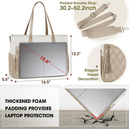 RAINSMORE Laptop Bag For Women 15.6 Inch Work Teacher Tote Bag Waterproof Nurse Bag Large Handbag Shoulder Travel Computer Messenger Bag Briefcase,Black - PuriLite