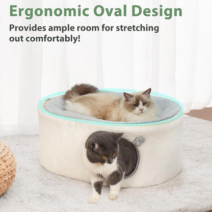 Sunhoo Elevated Cat Bed for Indoor Cats Large Kitty Cave House Enclosed Kitten Hideaway Cute Raised Pet Hammock 2-Storey Fluffy Puppy Hut 23.6 * 17.7 * 10.6in Maison Pour Chat intérieur Cabane