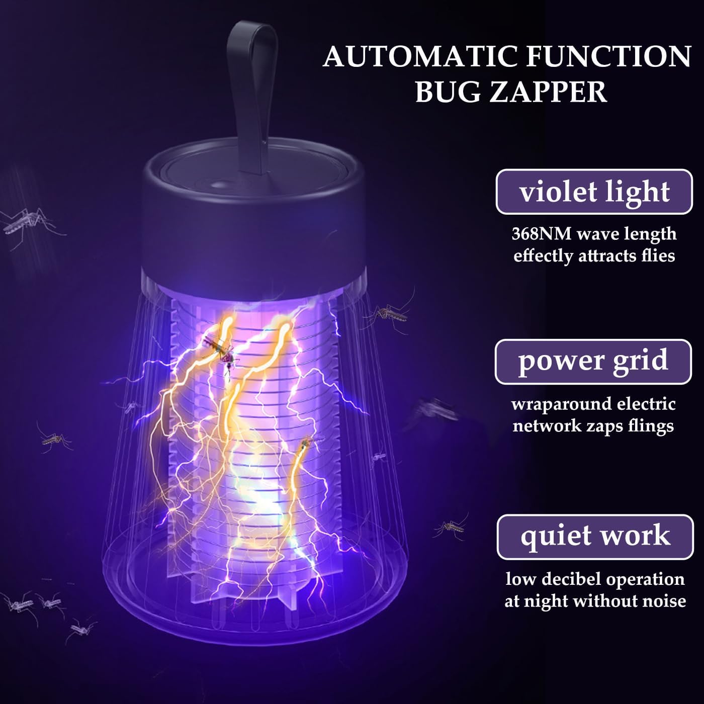 Mosquito Zapper,USB Rechargeable Electric Bug Zapper,Portable Mosquito and Flies Trap for Indoor Outdoor,Pest Control,Flying Insect Light Trap,White