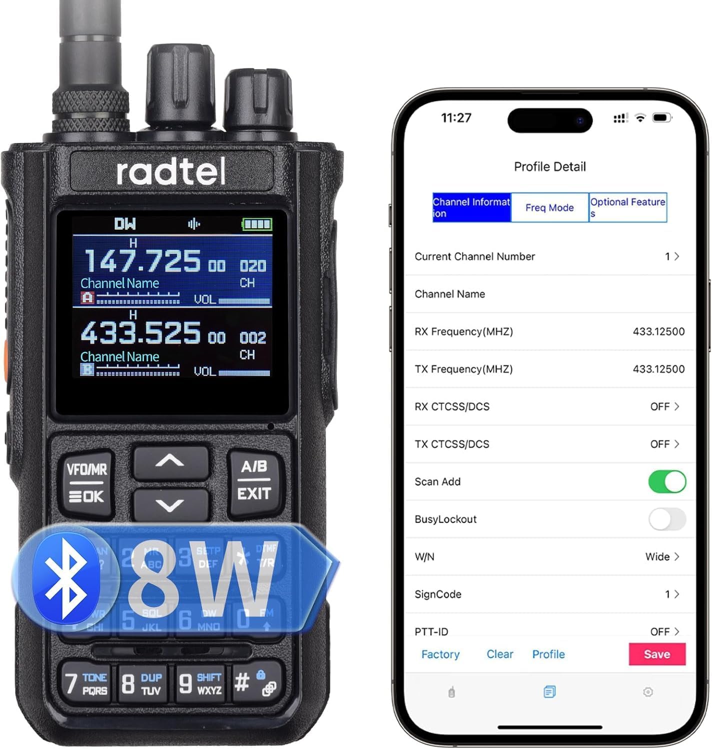 Radtel RT-900 Ham Radio Walkie Talkies 256CH Aviation Air Band Two Way Radio NOAA Police Scanner Marine Long Range Handheld Transceiver USB-C, Wireless Copy Frequency