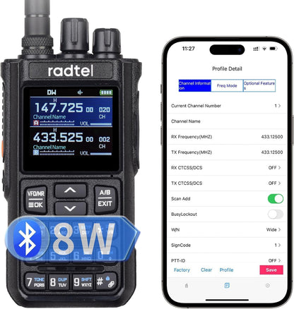 Radtel RT-900 Ham Radio Walkie Talkies 256CH Aviation Air Band Two Way Radio NOAA Police Scanner Marine Long Range Handheld Transceiver USB-C, Wireless Copy Frequency