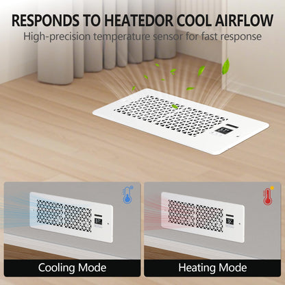 Register Booster Fan | 4 x 10 Floor Vent Booster Fan with Thermostat Control, Remote Control, Quiet 10-Speed HVAC Air Vent Fan