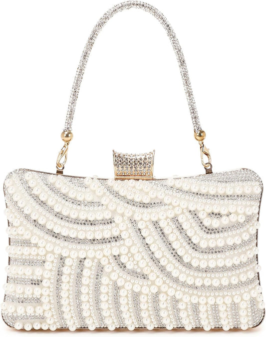 Women's Evening Handbags Pearl Clutch Purse Beaded bag Bridal Clutch wedding Purse