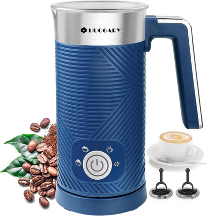 Huogary Electric Milk Frother, 4 in 1 Stainless Steel Milk Steamer, Milk Frother and Steamer for Coffee Milk Warmer for Latte, Cappuccinos, Macchiato