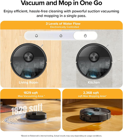 roborock Q7 M5+ Robot Vacuum and Mop, Upgraded from Q5 Max+, 7 Weeks Self-Emptying, 10000Pa Suction, Dual Anti-Tangle System, for Pet Hair & Carpet, PreciSense LiDAR Navigation, App Control, Black