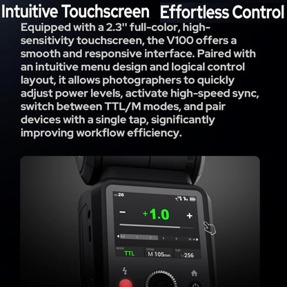 Godox V100C V100-C 100Ws TTL Flash for Canon Cameras, 400 Full Power Flashes, 1.7s Recycle Time, 2.4G Wireless with External Flash, Touchscreen Flash for Canon EOS Cameras (Godox V100C)
