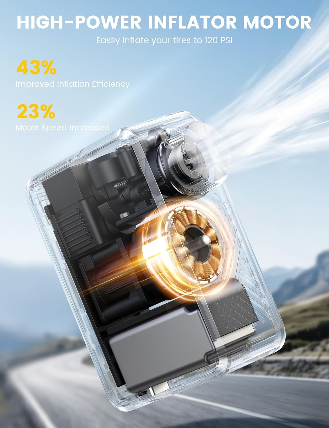 Ultra Mini Bike Pump Tire Inflator - Lamicall [5oz Ultra-Light][ 120 PSI] Portable Pump, 24 L/Min Inflation Speed, Auto Stop Tire Inflator with Guage for All Road Bike, Mountain Bike, E-Bike, Scooter