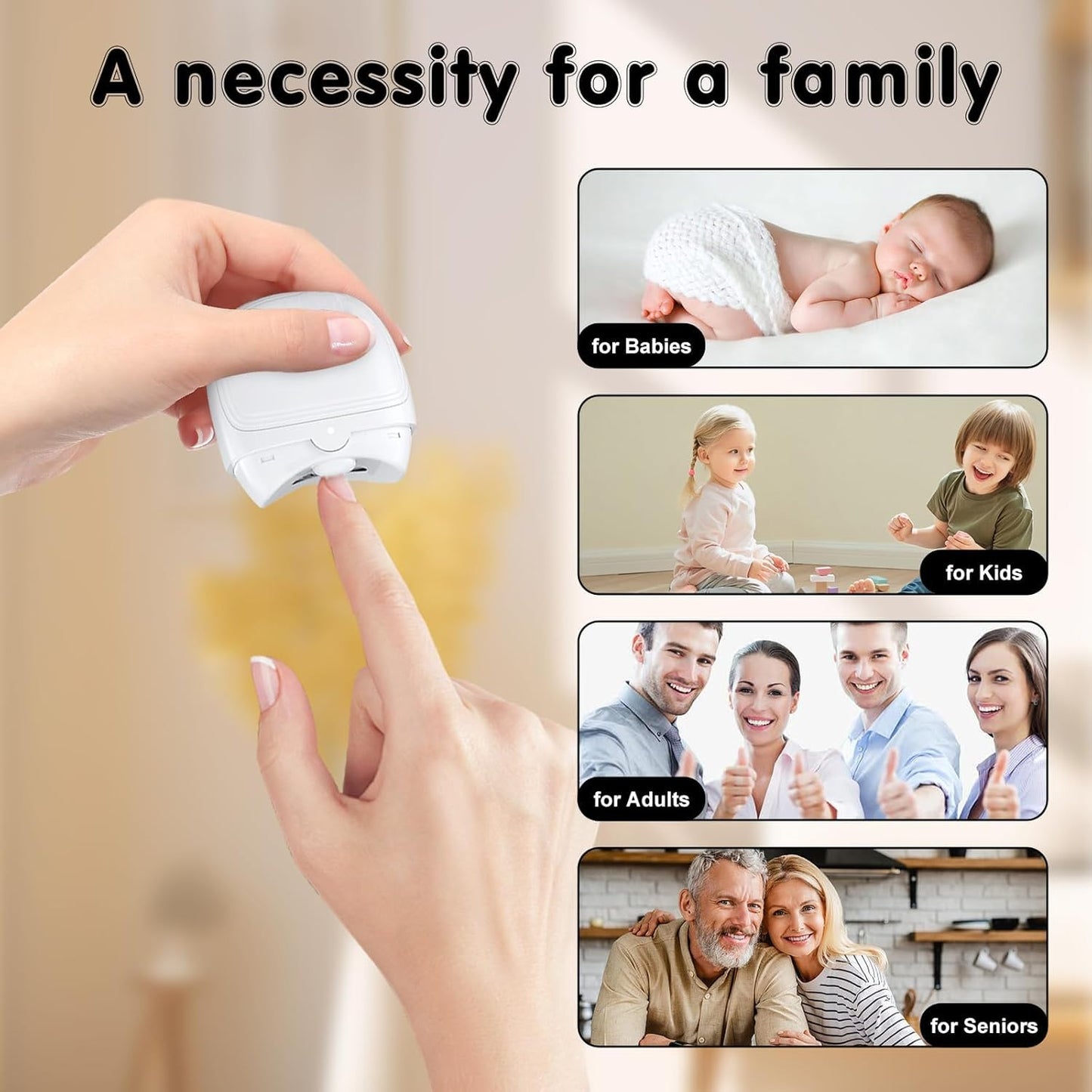 Electric Automatic Nail Clipper Cutter，2024 New 2in 1 Fingernail Clippers File with Nail Scraps Storage, Led Light, USB Rechargeable Safety Fingernail Trimmer for Adult Seniors Baby (White)