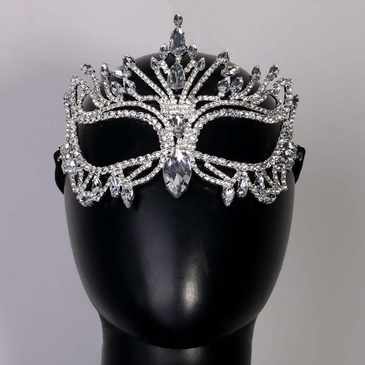XSBODY Bling Rhinestone Masquerade Mask For Women Ball Costume Crystal Face Mask Carnival Jewelry