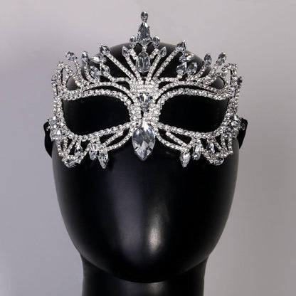 XSBODY Bling Rhinestone Masquerade Mask For Women Ball Costume Crystal Face Mask Carnival Jewelry
