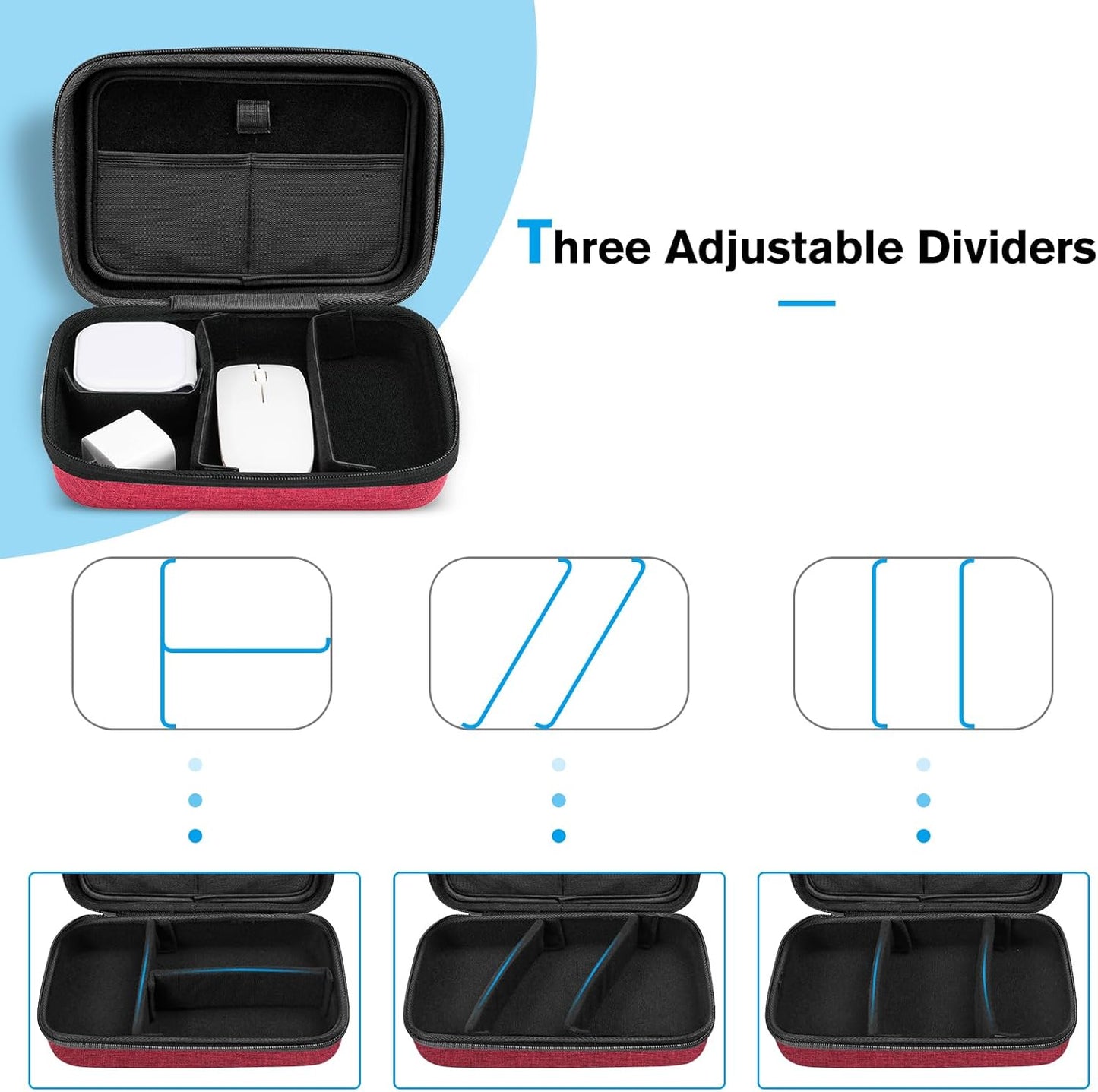 ProCase Hard Travel Electronic Organizer Case for MacBook Power Adapter Chargers Cables Power Bank Apple Magic Mouse Apple Pencil USB Flash Disk SD Card Small Portable Accessories Bag -L, Black