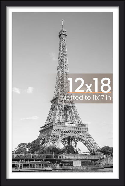 upsimples 11x14 Picture Frame, Display Pictures 8x10 with Mat or 11x14 Without Mat, Wall Hanging Photo Frames, Black