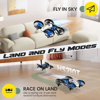 Holy Stone HS210T 2-in-1 Mini Drone for Kids – Indoor RC Quadcopter with Fly & Land Mode, 3D Flips, Auto Hover, LED Lights, Toy Gift for Boys & Girls - PuriLite
