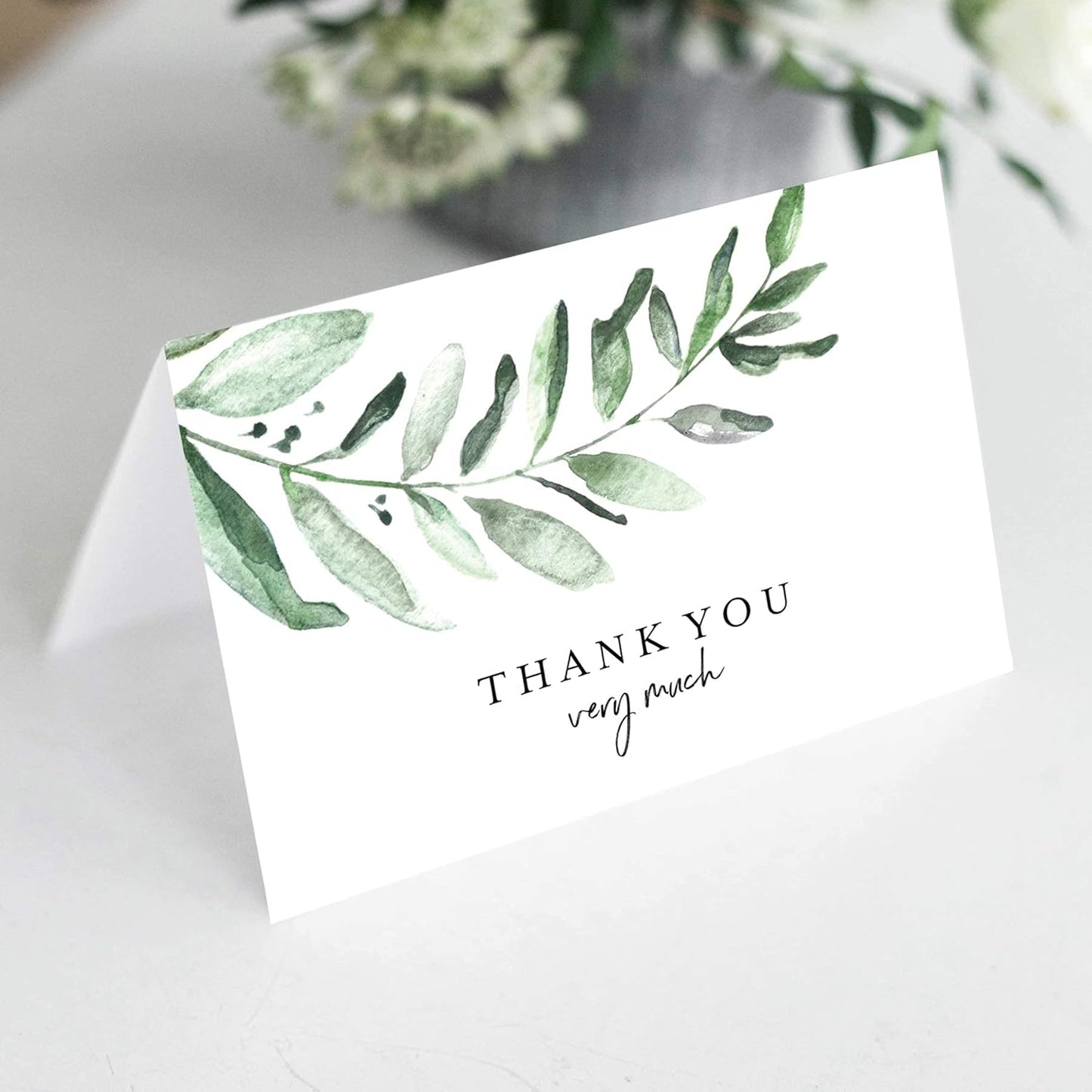 Bliss Collections Thank You Cards - Cards for Weddings, Receptions, Bridal Showers, Baby Showers, Graduations, Special (Rustic Greenery - 25 pieces)