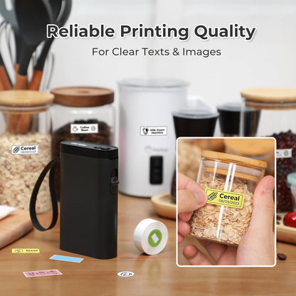 Label Maker Machine with Tape, P21 Portable Bluetooth Label Printer, Wireless Built-in Cutter Sticker Maker Mini Label Makers with Multiple Templates for Organizing Storage Office Home, Black