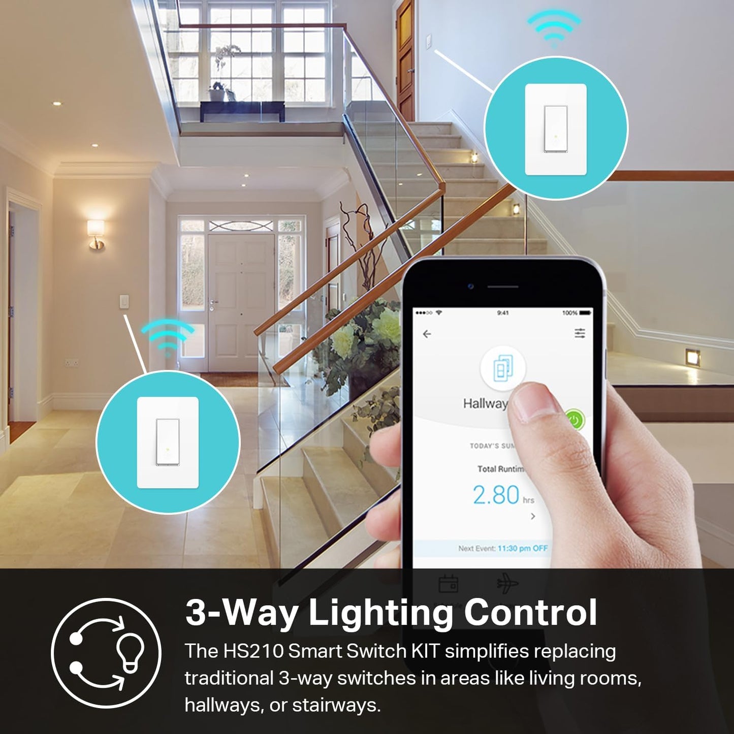 Kasa Smart 3-Way Light Switch Kit by TP-Link (HS210 KIT) - Neutral Wire and 2.4GHz Wi-Fi Connection Required, Works with Alexa and Google Home, No Hub Required, UL Certified, White,2 Count (Pack of 1)