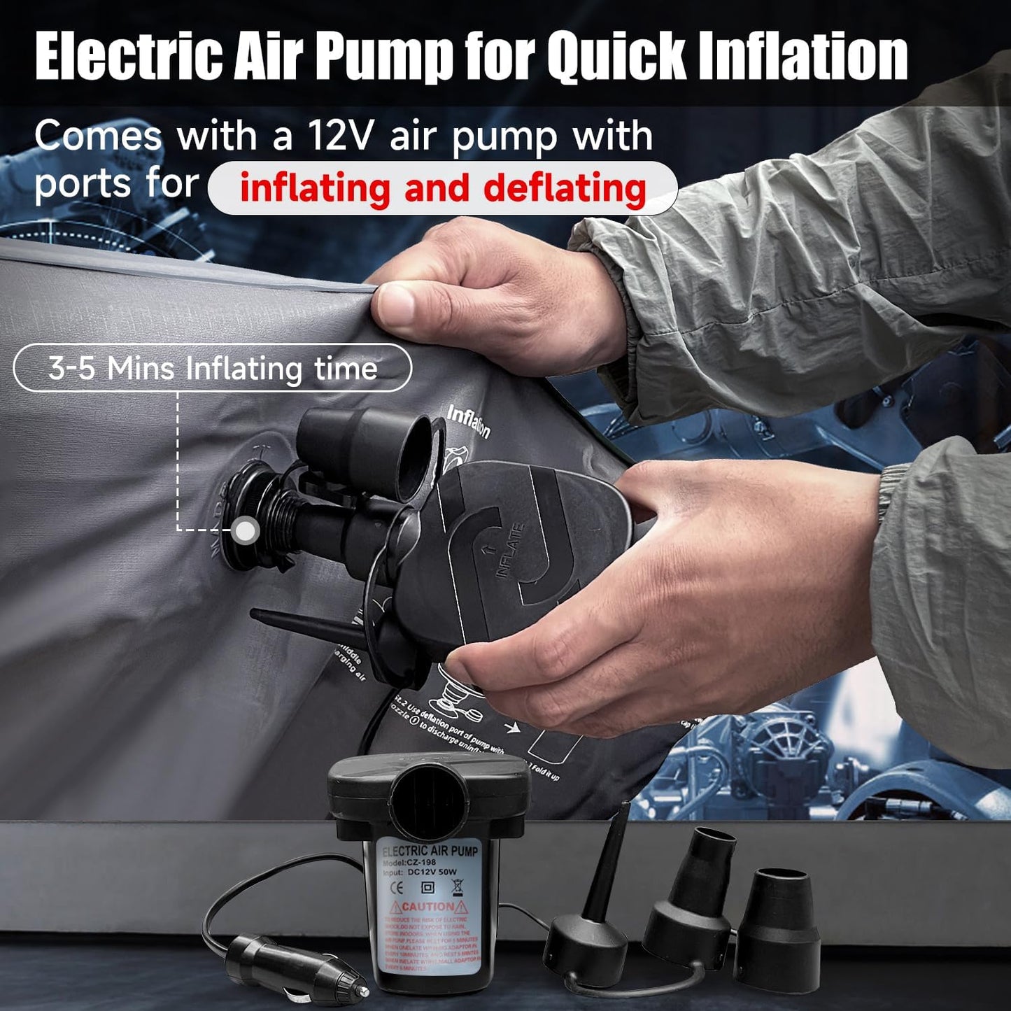 Car Air Mattress, Inflatable SUV Truck Air Mattress Back Seat Camping Bed Thickened Car Sleeping Pad for Travel, Car Bed SUV Mattress with Car Air Pump 2 Pillows