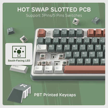 RK ROYAL KLUDGE S98 Mechanical Keyboard w/Smart Display & Knob, Top Mount 96% Wireless Mechanical Keyboard BT/2.4G/USB-C, Hot Swappable, Software Support, Massive Battery, 98 Keys