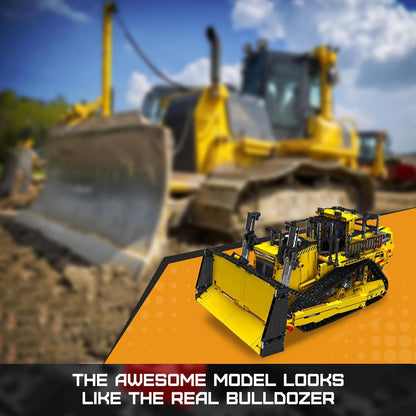 Remote Control Bulldozer Building Blocks Set – 1508-Piece STEM Engineering Construction Vehicle Kit for Adults, Motorized RC Model, Yellow