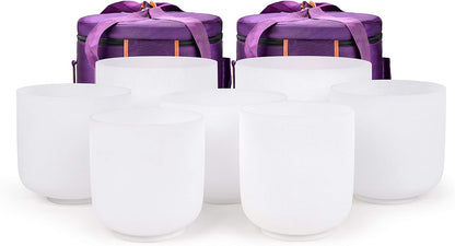 TOPFUND F Note Crystal Singing Bowl Heart Chakra 8 inch with Heavy Duty Carrying Case and Suede Striker