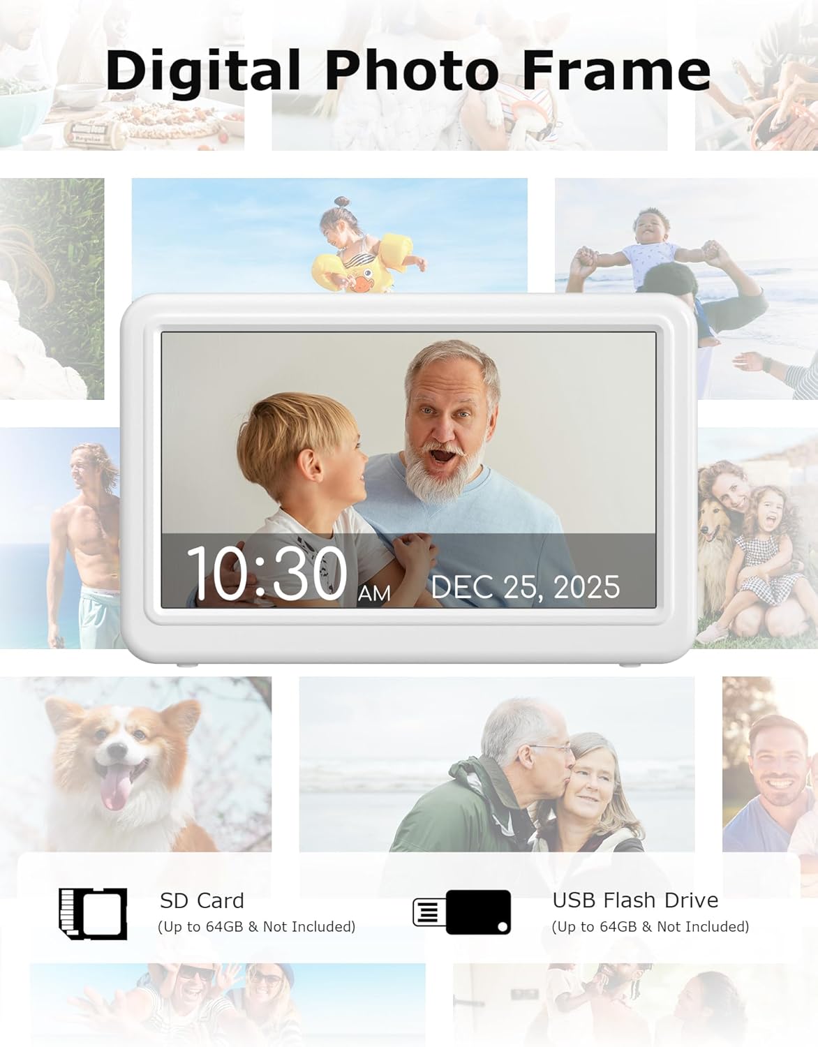 10.1'' Large Display Dementia Clock for Seniors, Calendar Clock with Remote Control,12 Themes, 20 Alarms, 20 Reminders, 6 Languages, Auto Dimming, 12/24 Hours, Indoor Temperature, Humidity
