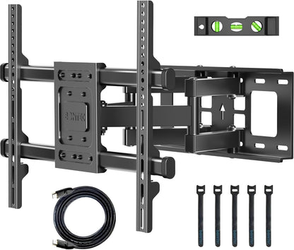 BONTEC Full Motion TV Wall Mount for 37-84 Inch LED LCD OLED Flat Curved TVs, Swivel Tilt Articulating Dual Arm TV Mount Bracket Holds up to 132lbs, Max VESA 600x400mm, Easy Installation