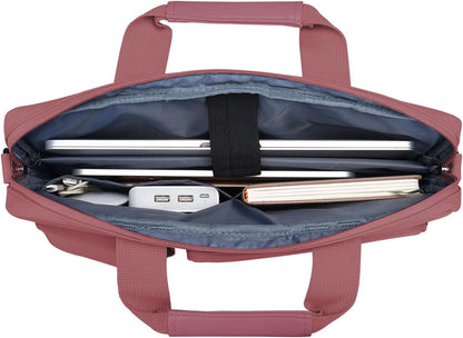 MOSISO Laptop Bag 16 inch, 15-15.6 inch Computer Shoulder Bag Compatible with MacBook Air 15 M4 M3 M2/Pro 16 M4 M3 M2 M1, Notebook &2 Raised&1 Flapover&1 Horizontal Pocket&Handle&Belt, Pink - PuriLite