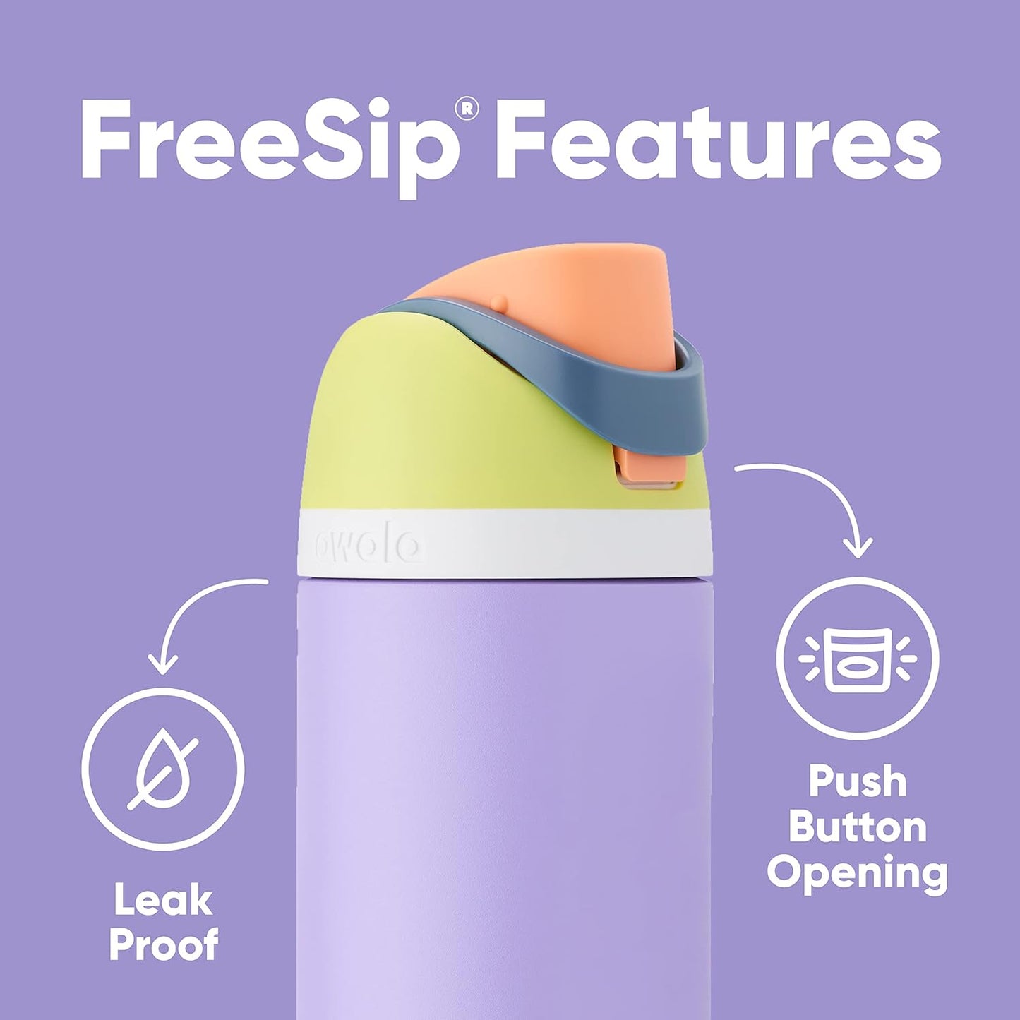 Owala FreeSip Insulated Stainless Steel Water Bottle with Straw for Sports and Travel, BPA-Free, 24-oz, Shy Marshmallow - PuriLite