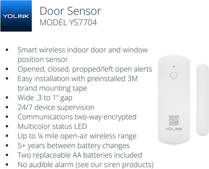 YoLink Smart Home Starter Kit: 4 Door/Window Sensors & Hub Kit, Compatible with Alexa, IFTTT, App for Remote Monitoring, Control and Alerts, Door Still Open (Door Left Open) Alerts