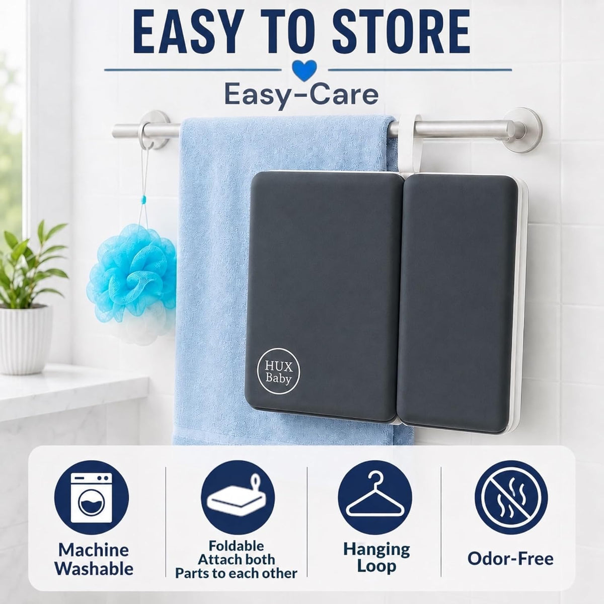 Baby Bath Kneeler and Elbow Rest Pad Set, Thick Kneeling Pad for bathtime, Comfortable Baby Bath Support Cushion, Essential Bathtub Accessories for Kids, Bain Pour Bebe, (Dark Gray)