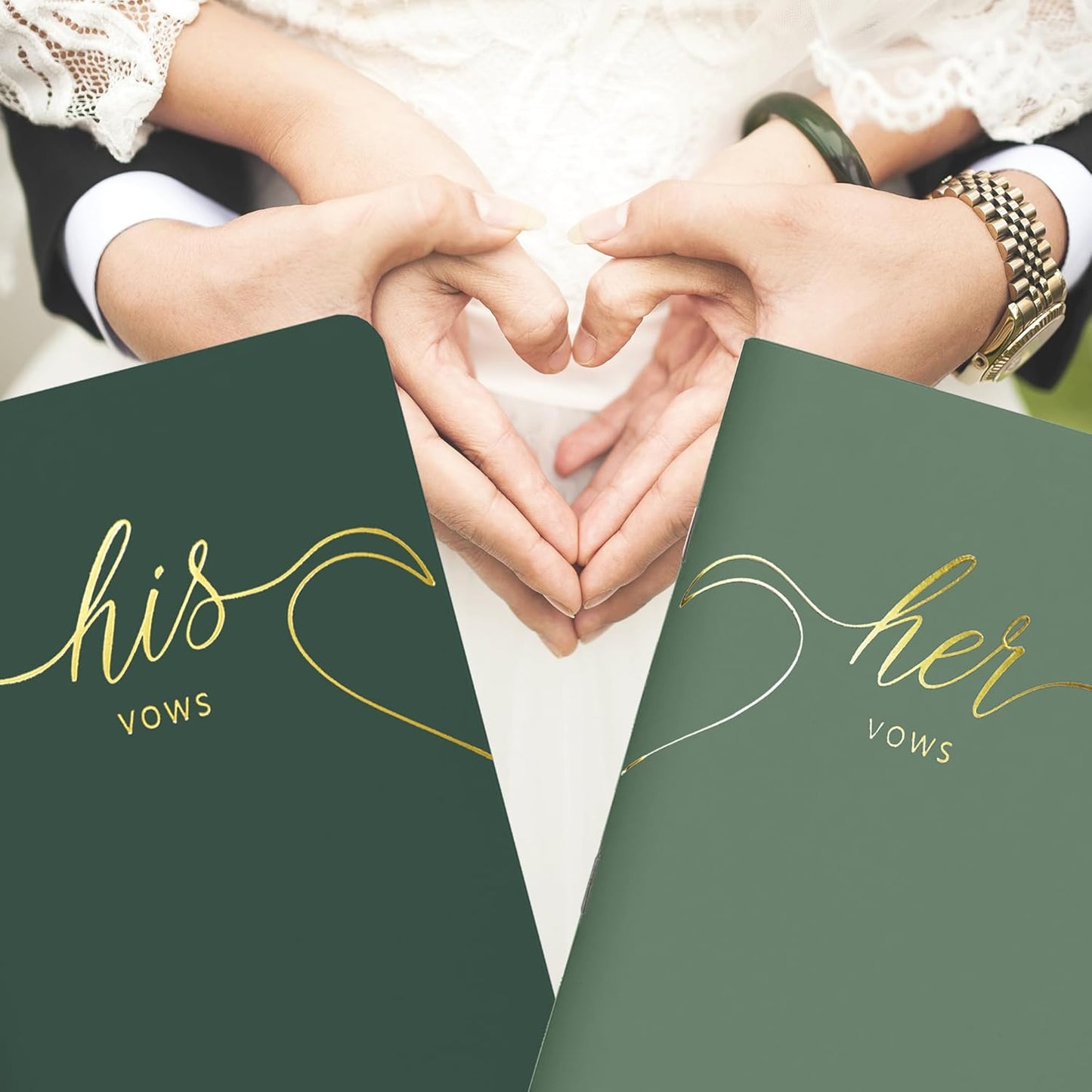 LSSH GmbH Vow Books - His and Hers Wedding Essentials, 28 Pages, 5.5" X 4" (Dark Green & Sage)