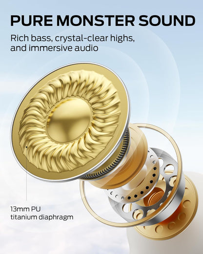 Monster Open Ear AC390 Headphones, Bluetooth 6.0 Earbuds with Stereo Sound, Wireless Headphones 24H Playtime, IPX5 Waterproof, Rotating Charging Case with Lanyard, Ultra-Light Open Ear Earbuds