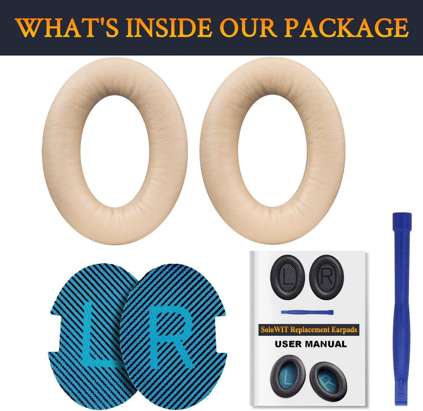 SoloWIT Earpads Cushions for Bose Headphones, Replacement Ear Pads for Bose QuietComfort 15 QC15 QC25 QC2 QC35/Ae2 Ae2i Ae2w/SoundTrue & SoundLink Around-Ear Series - QC25 PL Black&Blue