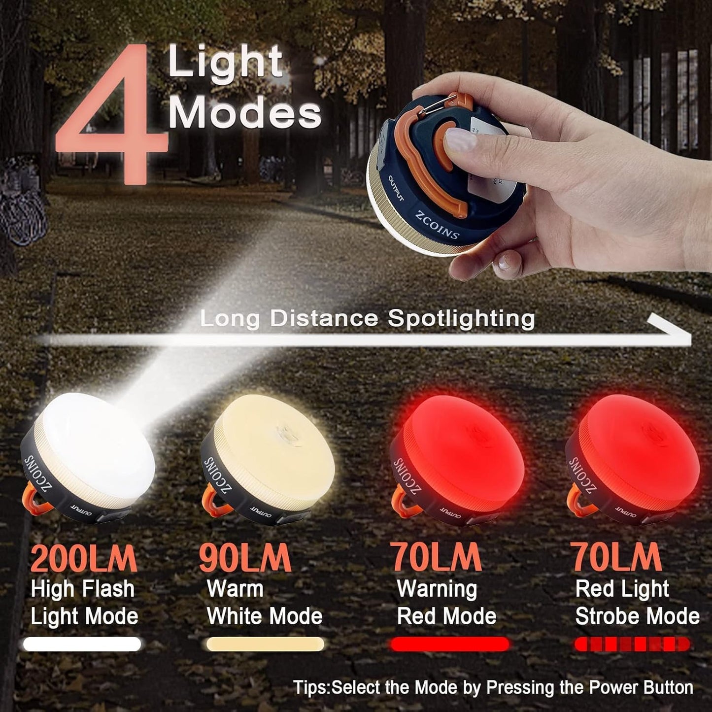 2 Pack Camping Lights Lanterns, USB Rechargeable LED Tent Light with Magnetic Base, 4 Modes with Hook, Portable Waterproof Outdoor Camping Lantern for Hiking, Fishing, Emergency