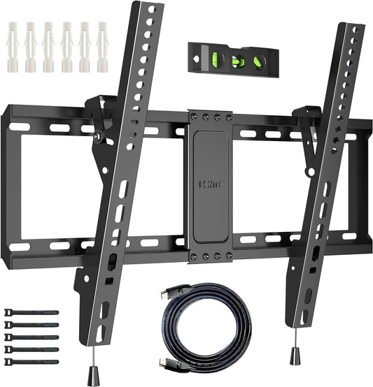BONTEC TV Wall Mount for 37–85 Inch TVs, Tilting TV Mount Bracket for LED LCD OLED Flat Curved Screens, Low Profile 1.5in Design, Max VESA 600x400mm, Supports up to 132lbs, Fits 55 65 75 85 Inch