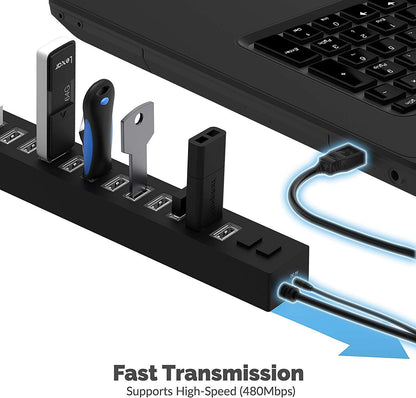 SABRENT USB hub, USB Adapter 2.0, 4 Port USB Extension with ON/Off switches, Multiple USB Splitter for SSD, PS4 PS5, PlayStation 5, Laptop, PC, Printer, MacBook, USB Stick, Notebook (HB-UMLS)