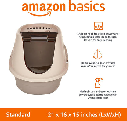 No-Mess Hooded Enclosed Cat Litter Box, Large, Multicolor, 24 in x 18 in x 17 in