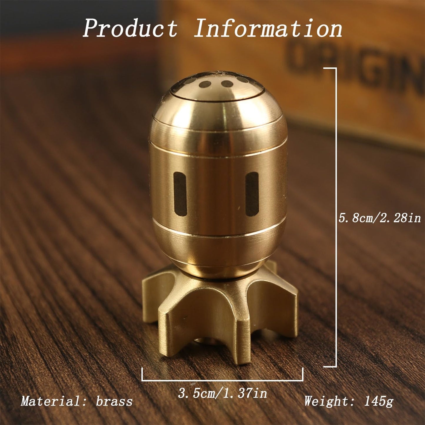 Rotating Brass Missile Figurine | Desk Ornament | Bookshelf Decor | Office Accessory | Modern Military Decor