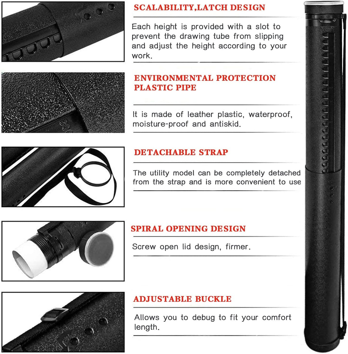 Telescoping Document Tube, Poster Tube with Shoulder Strap, 24.5-40 Inch | Portable Poster Document Storage Tube for Artworks, Blueprints, Drafting and Scrolls, with Strap for Easy Carry