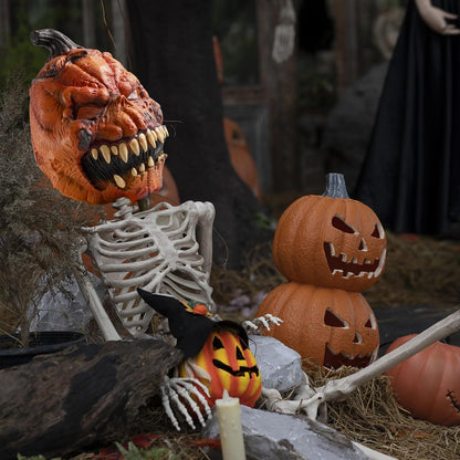 Pumpkin Mask Halloween Gifts Scary Decorations For Adults Creepy Costumes Men Spooky Horror Head Masks With Teeth Outdoor