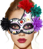 BODIY Halloween Masquerade Mask Flower Skull Day of the Dead Eyemask for Women Men Costume Masks Mardi Gras Half Mask