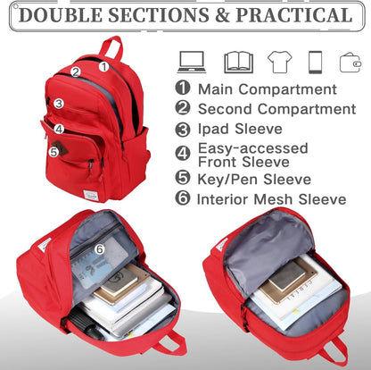 School Backpack for Men Women,Vaschy Lightweight School Bag Bookbag Casual Daypack for High School/College/Teens/Travel/Work