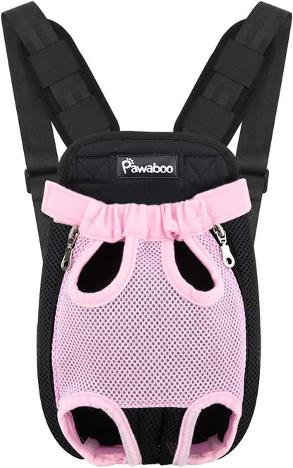 Pawaboo Pet Carrier Backpack, Adjustable Pet Front Cat Dog Carrier Backpack Travel Bag, Legs Out, Easy-Fit for Traveling Hiking Camping for Small Medium Dogs Cats Puppies, Medium, Black