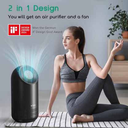 Afloia Air Purifier for Home Large Room Up to 1796 Ft², 3-Stage Air Cleaner for Bedroom 24 dB, Air Purifiers for Pets Dust Dander Mold Pollen, Odor Wildfire Smoke Eliminator, Fillo (Black) - PuriLite
